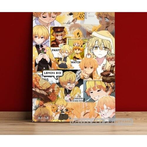 Canvas Anime Zenitsu Demon Slayer Pictures Home Decoration Paintings Poster HD Prints Wall Art Modular Living Room Framed