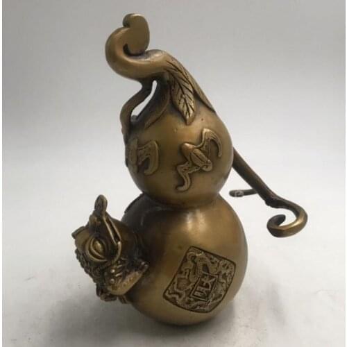 China brass gold toad gourd crafts statue