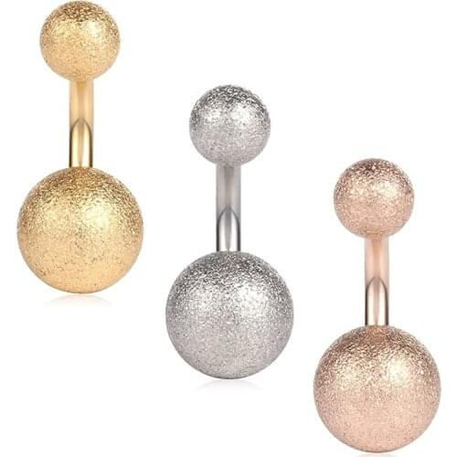 316L Surgical Steel Matte Balls 14G 6mm 1/4 Inches Short Belly Earring Navel Button Ring