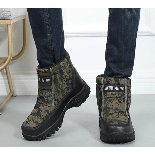 Men Snow Boots Fashion Work Boots Men Chunky Platform Boots For Men Comfortable Slip On Male Sneakers Camouflage Shoes Plus Size