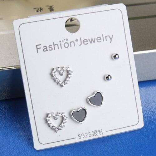 Exqusite Dainty Star Moon Butterfly Stud Earrings Set 925 Sterling Silver Cubic Zirconia Earring for Women Jewelry 6-piece Sets