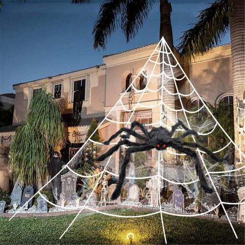 Outdoor Halloween Decoration Set Fixable Simulation Spider Web Decorative Props for Home Garden Courtyard TS1