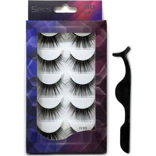 NEW 5 Pairs 3D Mink Hair Soft False Eyelashes With 1 Tweezer Wispy Thick Long Natural Lashes Eyes Makeup Beauty Extension Tools