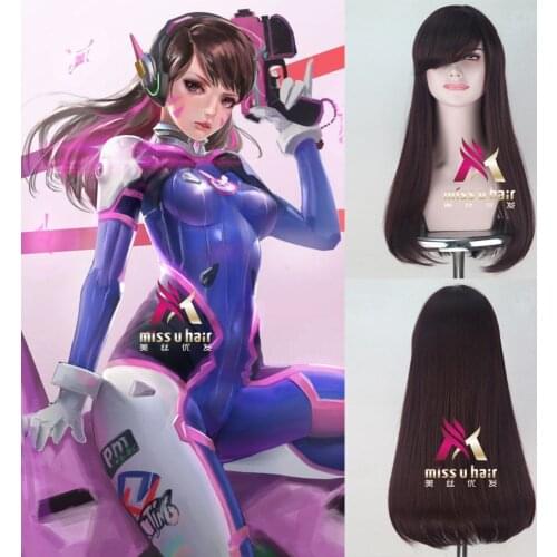 NEW High quality D.Va cosplay wig O W 0verwatch Game cowtume play wigs Halloween costumes hair free shipping +wig cap