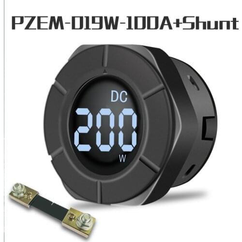 Peacefair New Round LCD Power Meter Digital Wattmeter DC Voltage Reverse Protection 0-300V 30KW PZEM-019W With 100A Shunt