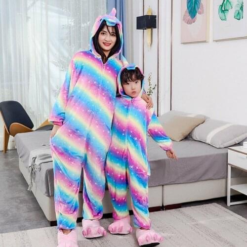 Women Children Fashion Anime Cartoon Unicorn Stitch Pajamas Adults Animal Pijamas Onesies Kids Sleepwear Pizama Girls Boy Pyjama