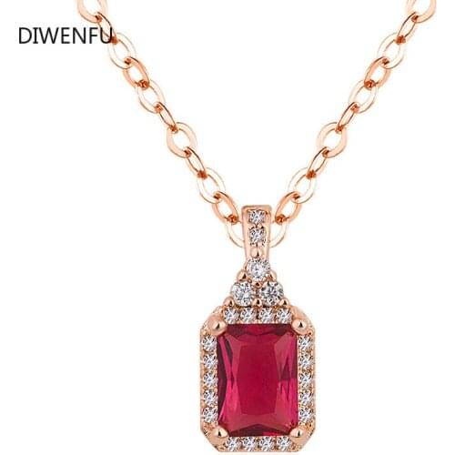 Natural Ruby Gemstone 14K Rose Gold Pendants Necklace Topaz Ruby Pierscionki Bizuteria with Cushion Zirconia 14K Gold Jewelry