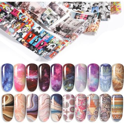 17 Types Nail Foils Polish Stickers Metal Color Starry Paper Transfer Foil Flower Series Holo Sticker Paper Nail Art Manicures