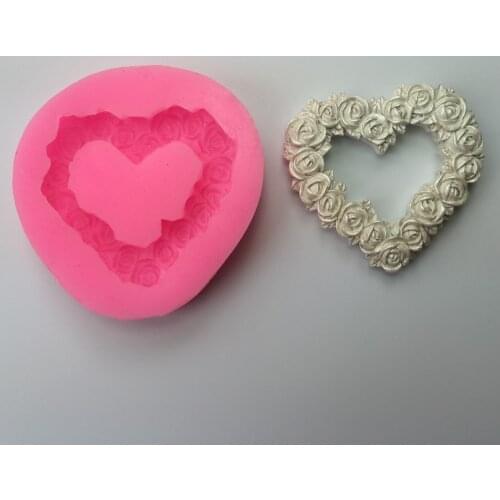 Frame silicone fandont mold rose frames Silica gel moulds Heart frame Chocolate molds silicone rose candy mould