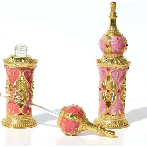 1pc 12ml Arabian Style Elegant Essential Oil Bottle Glass Refill Easily Empty Vintage Perfume Bottle Ornament Decoration Gifts