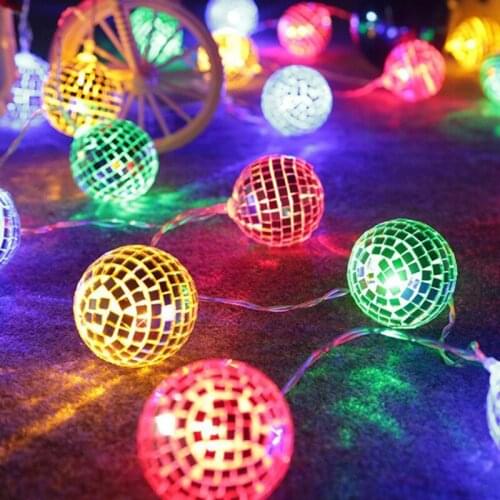 LED String Lights Mirror Ball Diameter 4cm Ballroom Decoration Lights Holiday Lighting Decoration Lantern Decor Hanging Lig