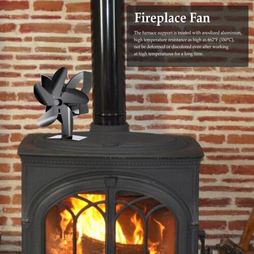 Fireplace Fan 5 Blade Wood Stove Fan Quiet Heat Powered Eco Fan For Log Burner Wood-burning Stove Fan Home Indoor Heating Fan