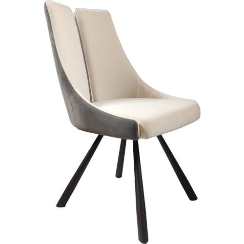 ChinaFurniture processing and production factory modern light luxury Fabric dinner chair Stainless Steel foot