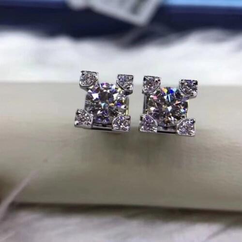 Passed Diamond Excellent Moissanite Diamond S925 Silver D Color VVS Classic Diamond Stud Earring Women Wedding Anniversary Gift