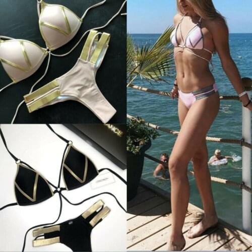 Women Swimwear Bandage Bikini Set Push-up Padded Bra Bathing Suit Swimsuit