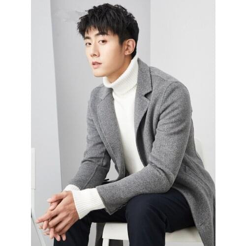 Winter Autumn 200% Wool Jacket Double-side Woolen Coat Men Streetwear Windbreaker Long Coats MG-00-8099 MY2252