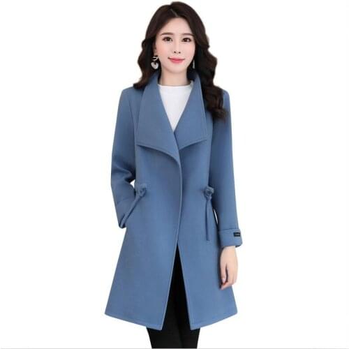 Winter Women Woolen Jacket New 2021 Coats Women Woolen Coat Long Slim Thickening Warm Pakras Female Jackets Blue White