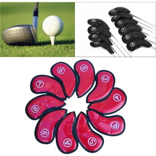 10pcs/set Golf Head Covers Premium PU Leather Iron Headcovers Golf Protective Sleeve Glove Bag Socks