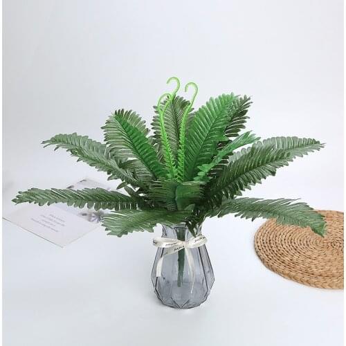 18 Branch Artificial Plant Green Boston Fern Leaf Family Wedding Party Decoration Iron Leaves Plastic