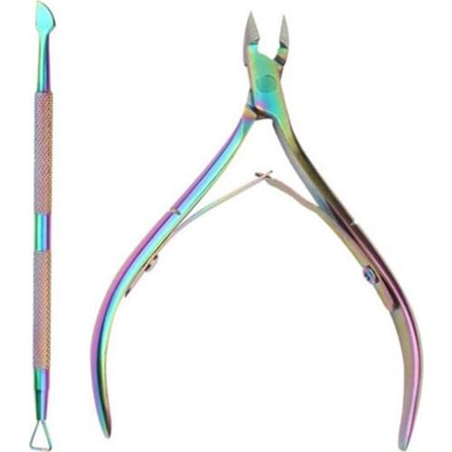 2pcs/set Stainless Steel Cuticle Nail Nippers Scissor Cutter Dead Skin Remover Clipper Manicure Pedicure Nail Art Care T00l 30