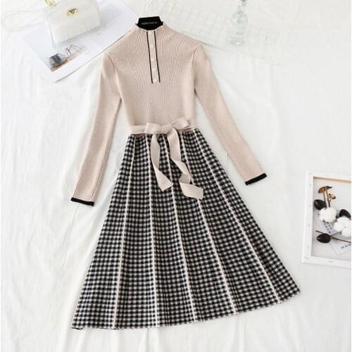 Модные платья в клетку ASRQXJM China At AliExpress