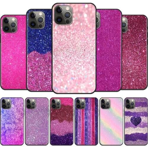 Sparkle Glitter Phone Case For iPhone 12 11 Pro Max 12 Mini XS XR X 8 7 6S Plus SE Bumper Glass Fundas Capa Smartphone