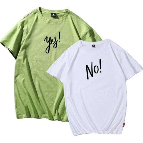 YES NO Letter Print T-shirt Women Men Summer Top Cotton T Shirt Short Sleeve O Neck Casual Tshirt 2020 Korean Couple Tee Shirt