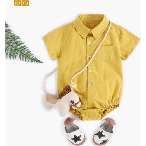 Baby Bodysuits Summer baby clothes 100% cotton single-breasted solid newborn onesies shirts jumpsuit short-sleeved jumpsuit