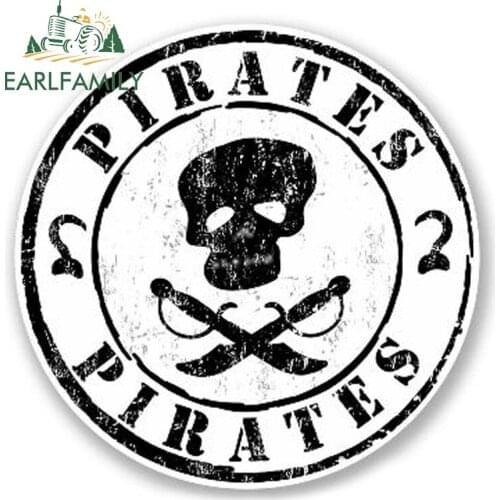 EARLFAMILY 13cm x 13cm Funny Pirate Car Stickers Vinyl Reflective Decal for Car Head Engine Cover Windows Trunk Decoration