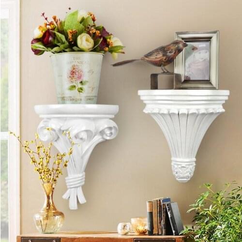European Home Decorative Wall Hanging Resin Shelf Vase 3D Wall Rack Holder Livingroom Mural Decor Crafts Bathroom Shelf Storage