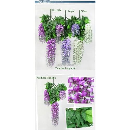 F-shipping normal quality long style 105cm 3 colors Wisteria string violet silk flower vine wedding decoration hotal decoration