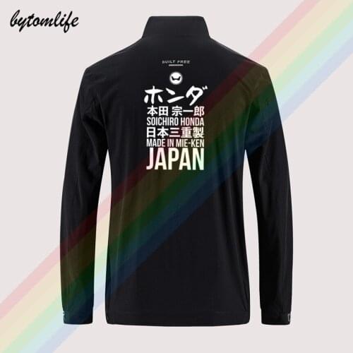 Honda Soichiro Japan CR-Z NSX RSX Mens Street Windbreaker Zipper Thin Jacket Mens Casual Back Printing Jacket Asian Size