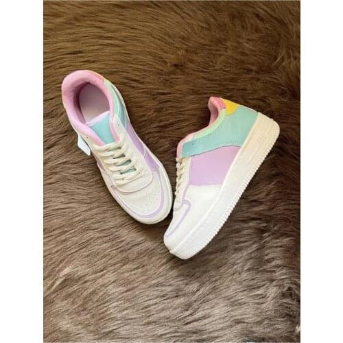 ELSESHOES Women Cream Lilac Sneaker