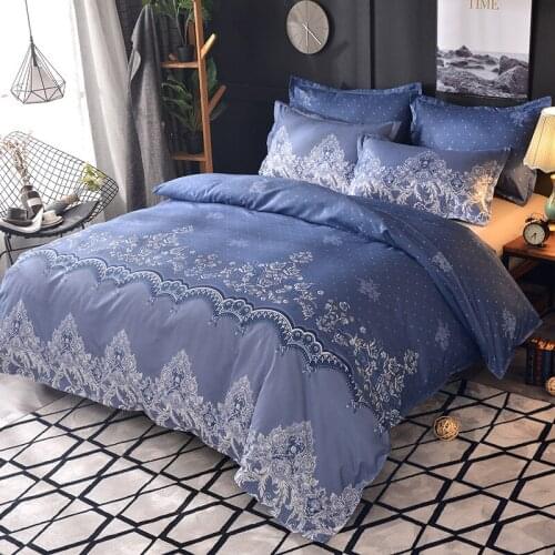 Light Luxury Bedding Set Lace Printed Duvet Cover Set With Pillowcases Quilt Cover Without Bed Sheet King Size Bedclothes Queen