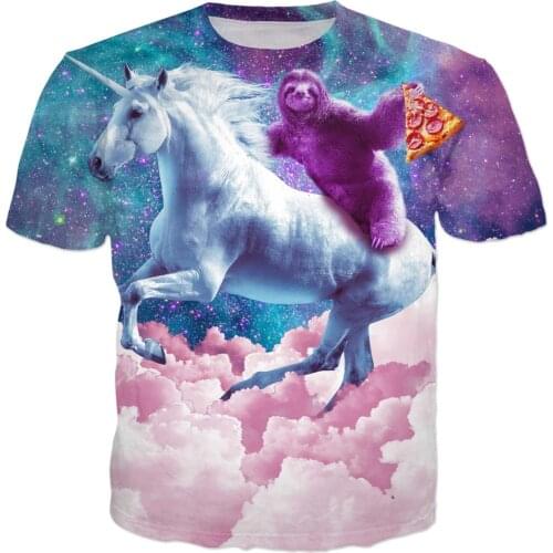Summer Children Unicornio Clothes T Shirt Animal Sloth Unicorn Cloud Pizza Galaxy Print Boys Girls Tshirts Kids Baby Tees 4-13Y