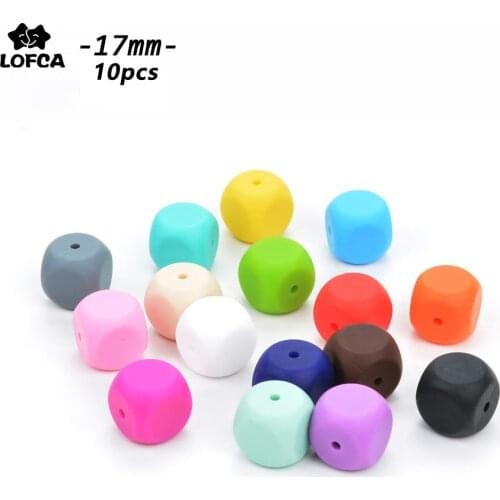 LOFCA 10pcs Dice Silicone Loose Beads Baby Teething Silicne Teether Chewing Jewelry Baby BPA Free Pendant Necklace Making