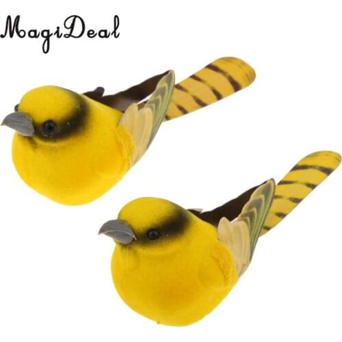 MagiDeal 2pcs Artificial Small Fake Decorative Foam Birds Craft Garden Decor Figurines Model Statue
