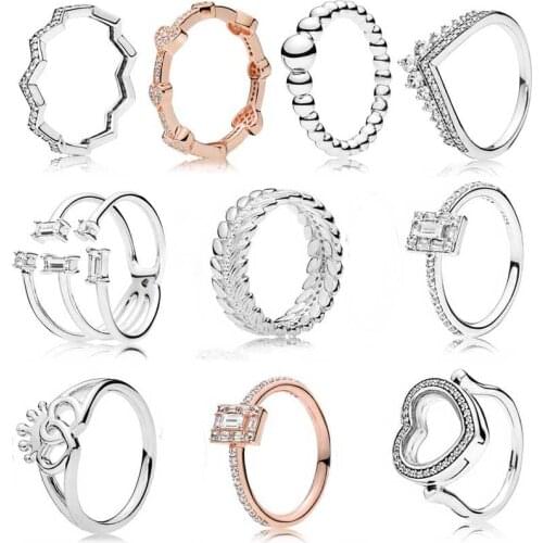 925 Sterling Silver Ring 1:1 Love Heart Locket Luminous Ice Femal String of Beads Grains Of Energy Ring DIY Fashion Jewelry