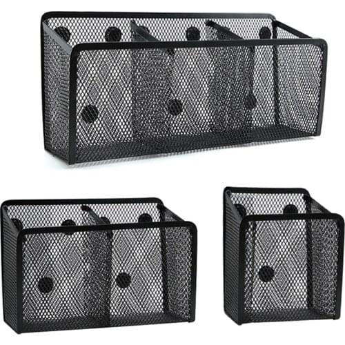 Multifunctional Magnetic Storage Basket Creative Magnetic Metal Mesh Pen Holder Home Office Debris Organizer 1/2/3 Grid Optional