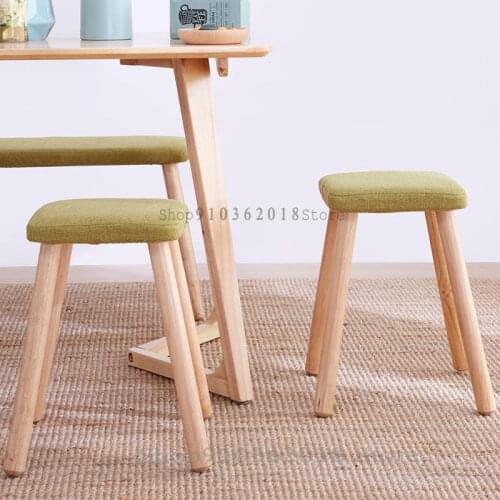 Fashion Creative Small Stool Solid Wood Dining Stool Square Stool Fabric Dressing Stool Fashion Makeup Stool Bench Home Stool