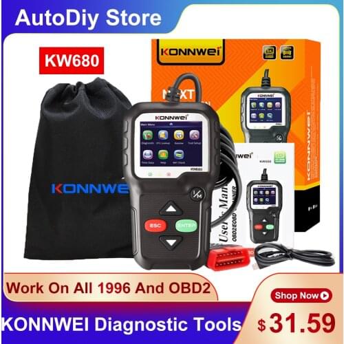 Original KONNWEI KW680 OBDⅡ/EOBD Diagnostic Tools Car Scanner Read Error Fault Code Reader 12V For All 1996/OBD2 Multi-Languages