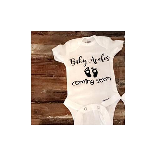 Personalized Pregnancy Announcement name birthday baby bodysuit onepiece romper Outfit baby shower New Year party favors