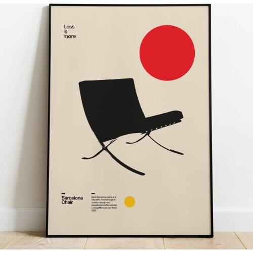 Poster Barcelona Chair Ludwig Mies van der Rohe Furniture Bauhaus Design