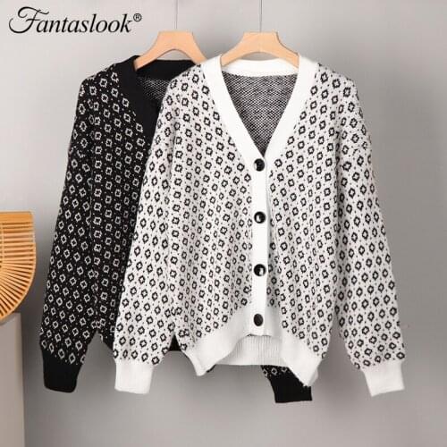 Casual Knitted Cardigan Women Sweater Winter V Neck Oversized Cardigans Female Long Sleeve Short Sweaters Cardigan Femme