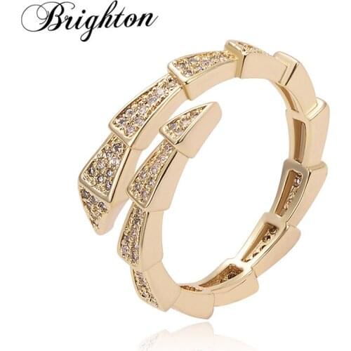 Brighton 2021 Luxury Exquisite Bijou Zircon Open Adjustable Finger Rings For Women Party Fashion Ladies Banquet Jewelry Gift