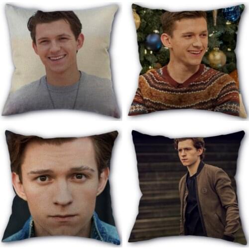 Tom Holland Pillowcase Linen Cotton Fabric Pillowcases Wedding Pillow Cover Home Decorative Size 45x45cm One Side Not Fade