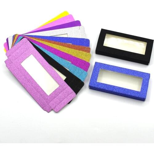 DamePapil Eyelash Packaging Box Custom Logo Empty Lash Packing Boxes Glitter Paper Rough/Smooth Surface Colorful Lash Cases Bulk