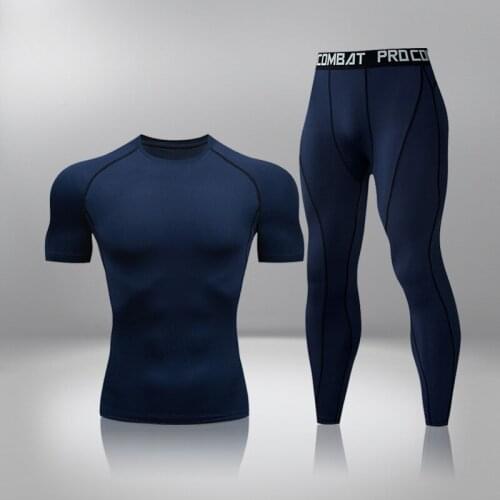 High Quality Set Of Man Running Clothes, Short Sleeve T-Shirt, Lycra For Compression MMA For Fitness, Fast Drying Stockings