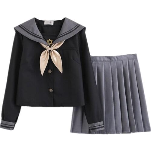 Japan Girls Long Sleeve Jk Sailor Suit Cosplay School Uniforms T Shirt Preppy Style College Skirt Female Costume Set Send Socks