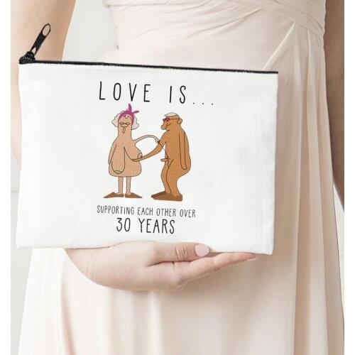Funny 30 Years Print Makeup Bag Printing Canvas Cosmetic Bag Organizer Bag Fashion Multifunction Beauty Bag Lady Purse
